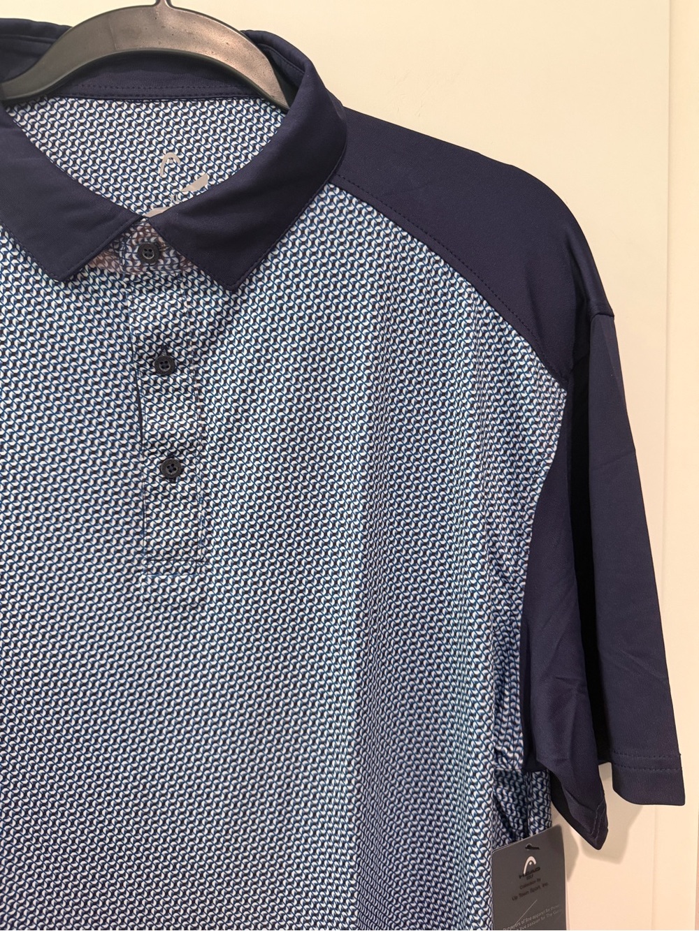 NEW Head Sportswear Men's Deco Print Polo Evening Blue performance Golf shirt
